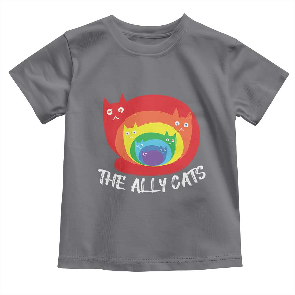 Funny LGBT The Ally Cats Toddler T Shirt Pride Month Rainbow Cat