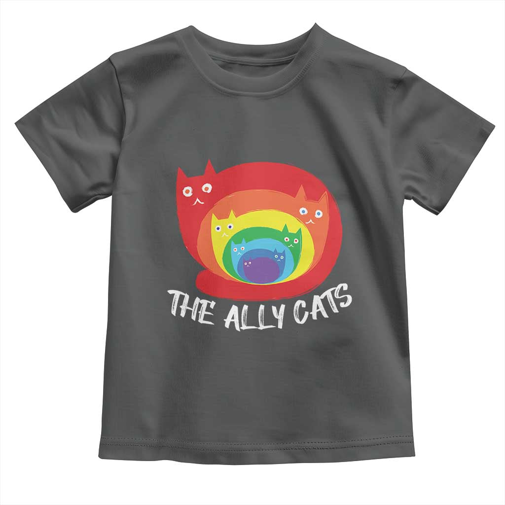 Funny LGBT The Ally Cats Toddler T Shirt Pride Month Rainbow Cat