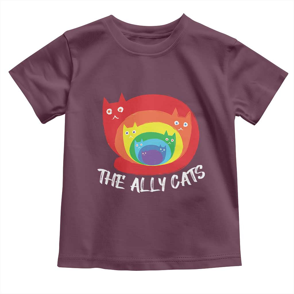 Funny LGBT The Ally Cats Toddler T Shirt Pride Month Rainbow Cat
