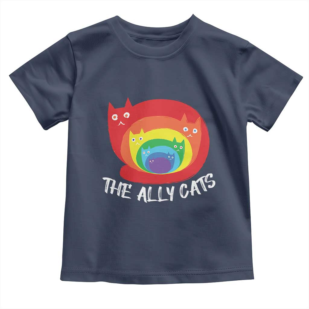 Funny LGBT The Ally Cats Toddler T Shirt Pride Month Rainbow Cat