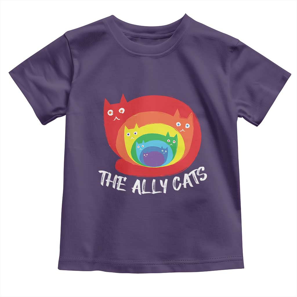 Funny LGBT The Ally Cats Toddler T Shirt Pride Month Rainbow Cat