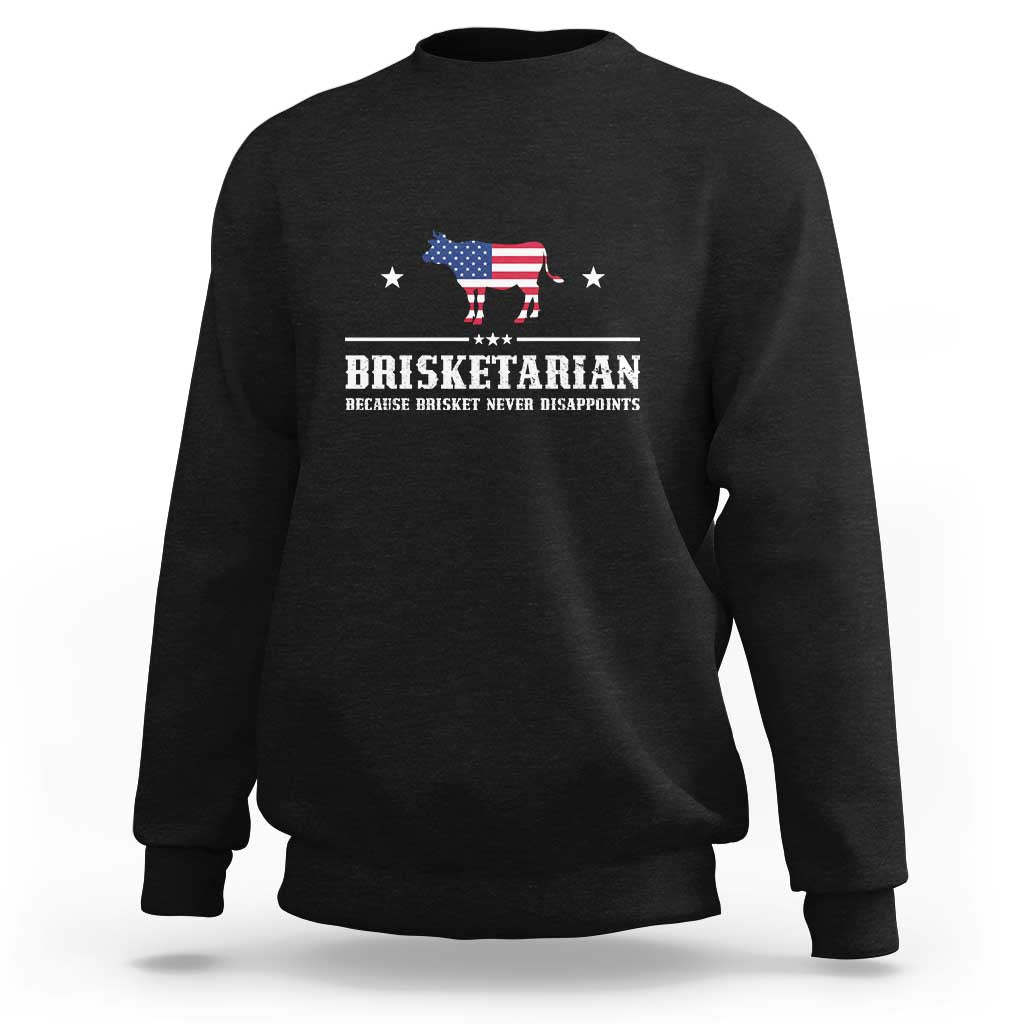 BBQ Lover Sweatshirt Brisketarian Because Brisket Never Disappoints Grill Master American Flag - Wonder Print Shop