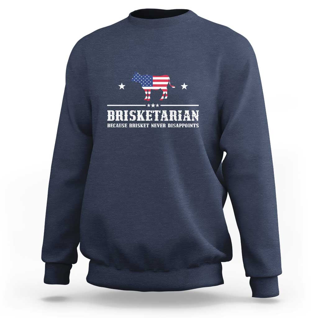 BBQ Lover Sweatshirt Brisketarian Because Brisket Never Disappoints Grill Master American Flag - Wonder Print Shop