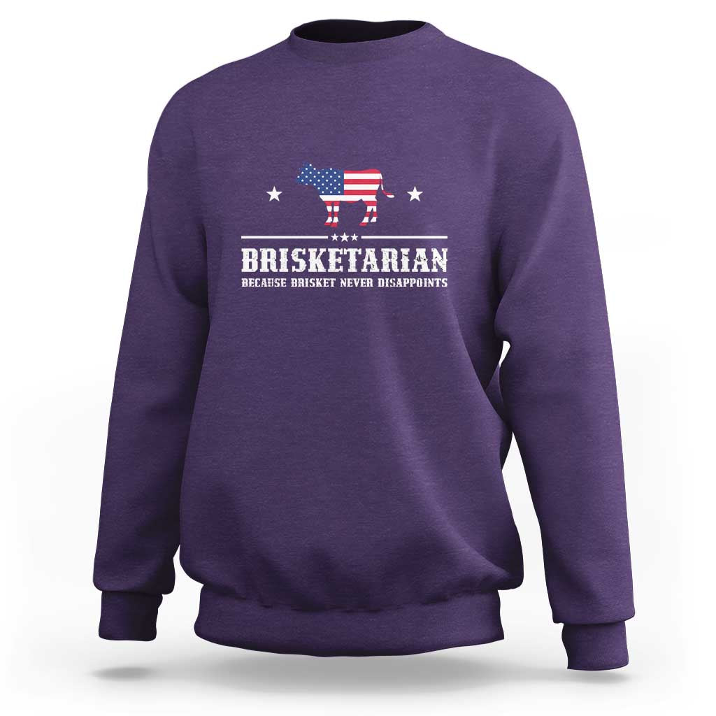 BBQ Lover Sweatshirt Brisketarian Because Brisket Never Disappoints Grill Master American Flag - Wonder Print Shop
