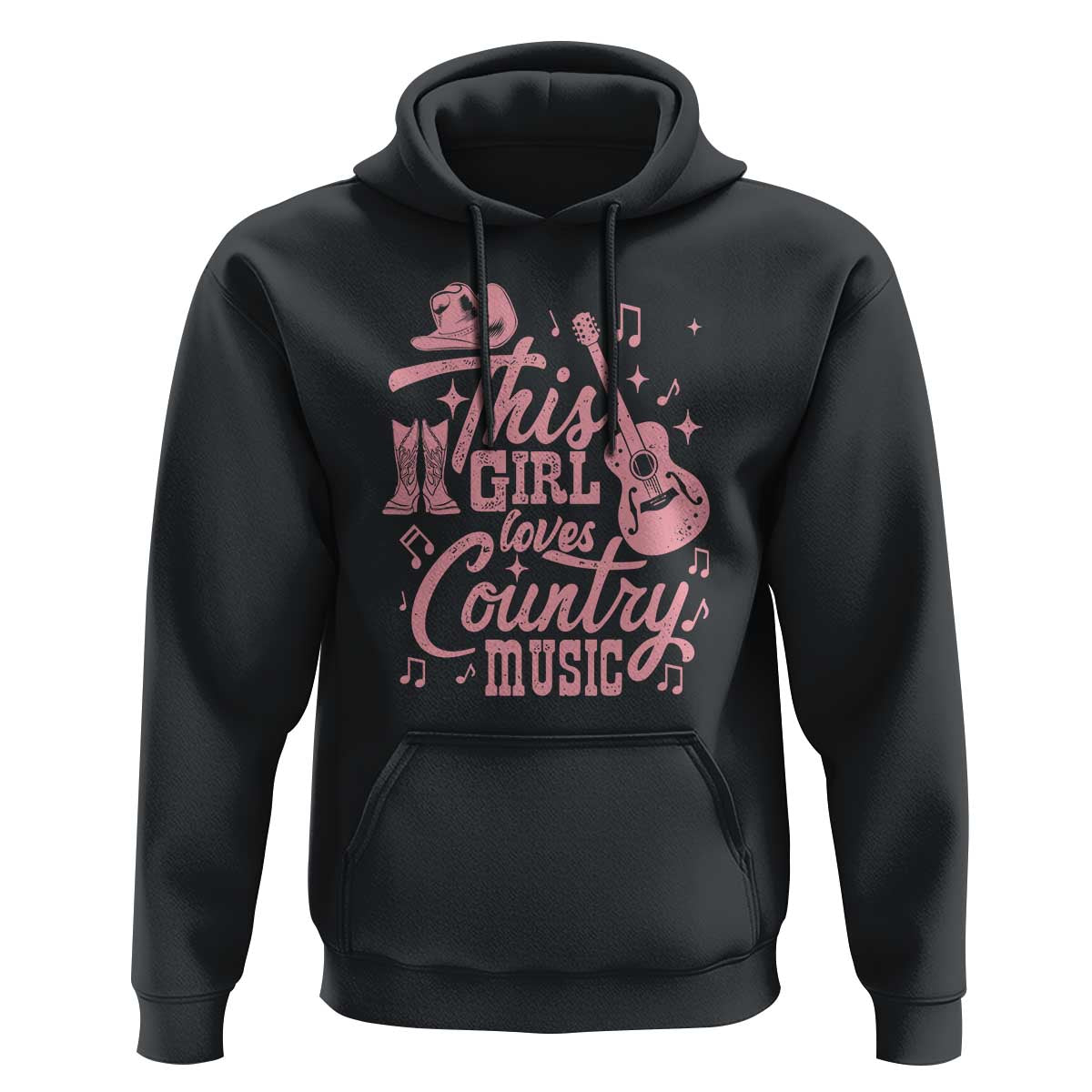 This Girl Loves Country Music Hoodie Cowgirl Hat Pink Boots - Wonder Print Shop