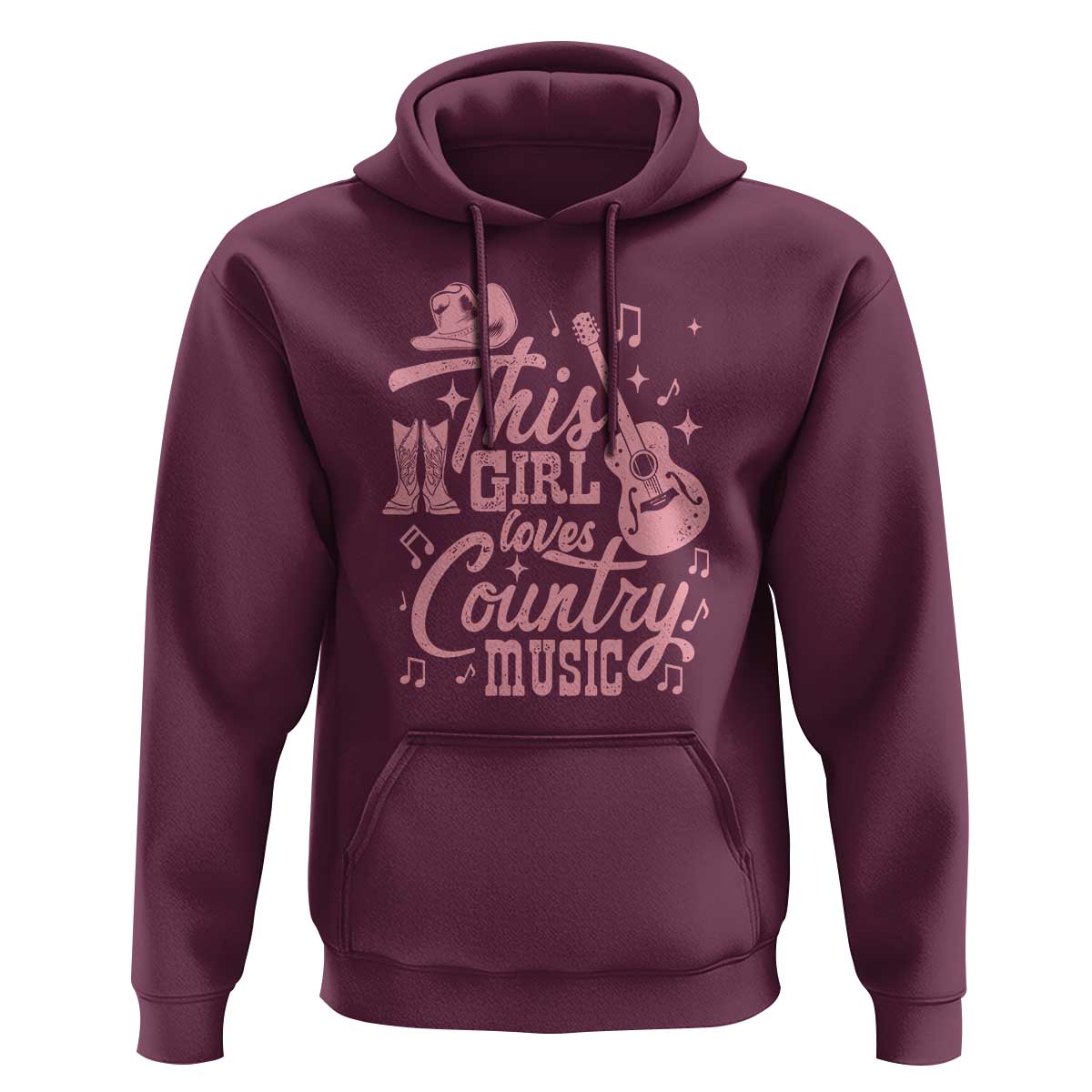 This Girl Loves Country Music Hoodie Cowgirl Hat Pink Boots - Wonder Print Shop