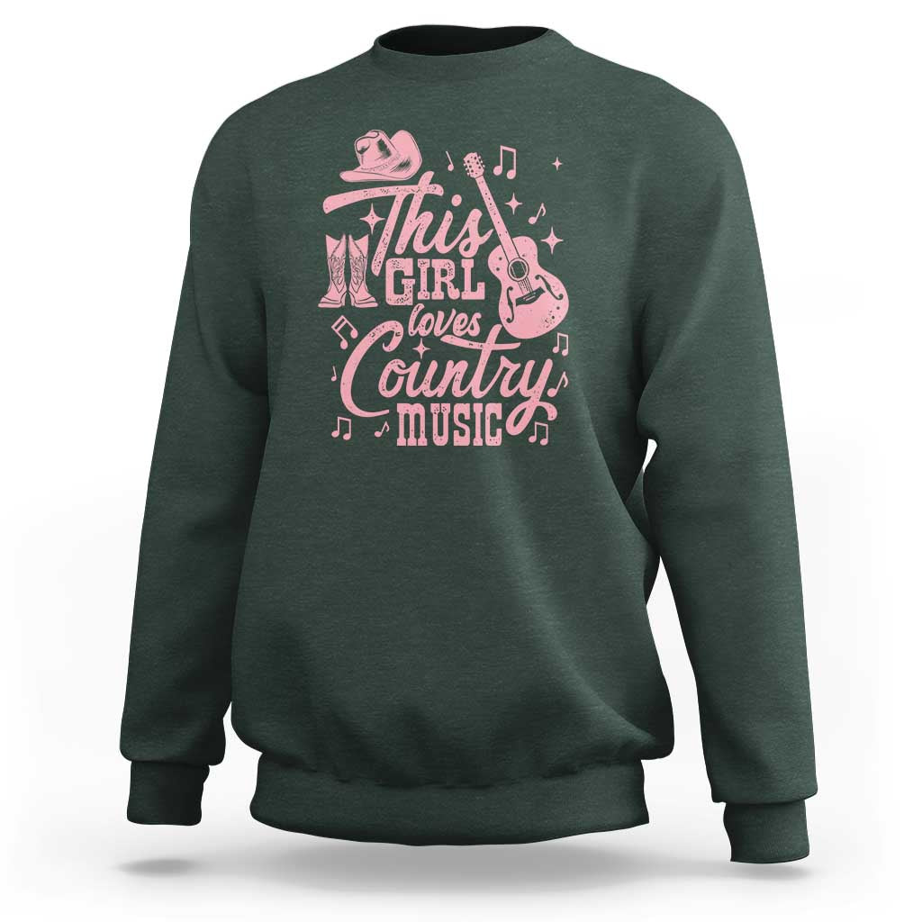 This Girl Loves Country Music Sweatshirt Cowgirl Hat Pink Boots - Wonder Print Shop
