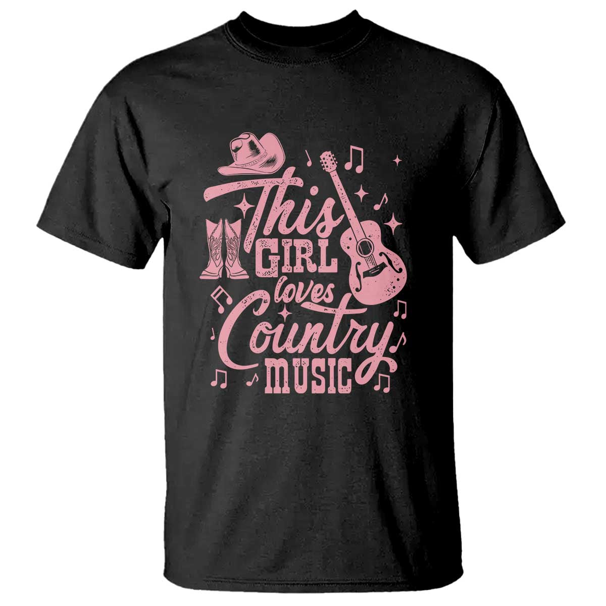 This Girl Loves Country Music T Shirt Cowgirl Hat Pink Boots - Wonder Print Shop