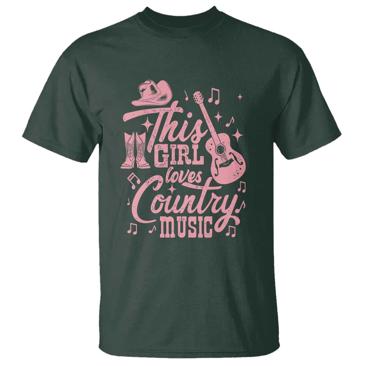 This Girl Loves Country Music T Shirt Cowgirl Hat Pink Boots - Wonder Print Shop
