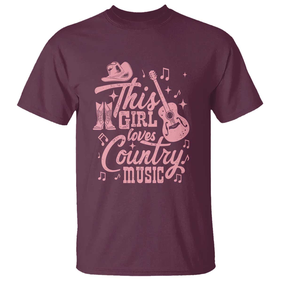 This Girl Loves Country Music T Shirt Cowgirl Hat Pink Boots - Wonder Print Shop