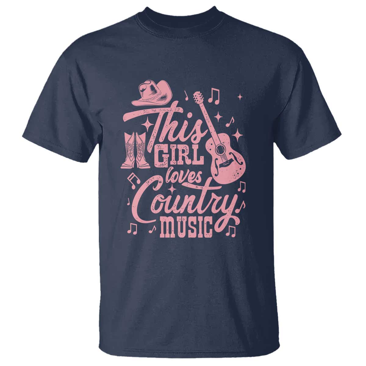 This Girl Loves Country Music T Shirt Cowgirl Hat Pink Boots - Wonder Print Shop