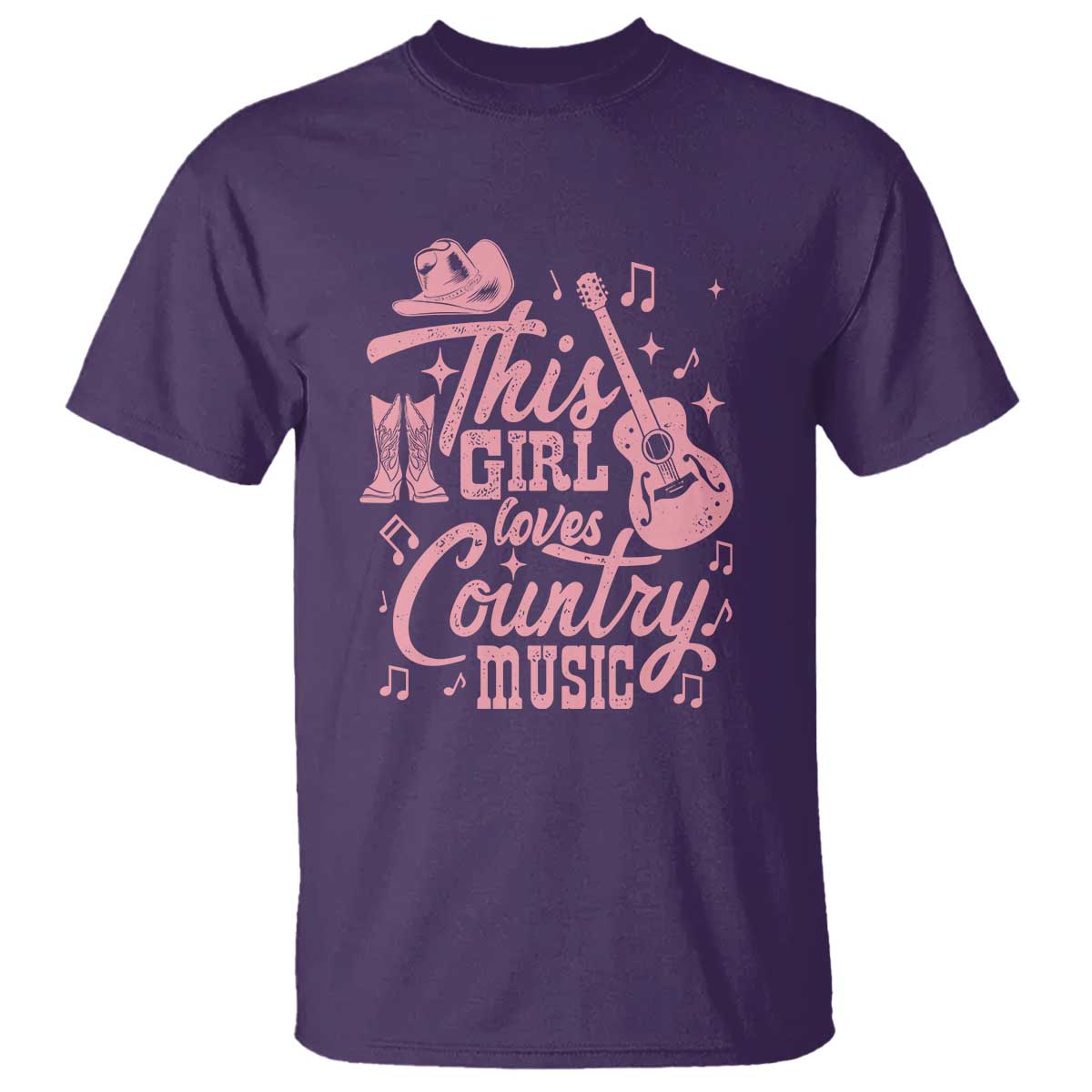 This Girl Loves Country Music T Shirt Cowgirl Hat Pink Boots - Wonder Print Shop