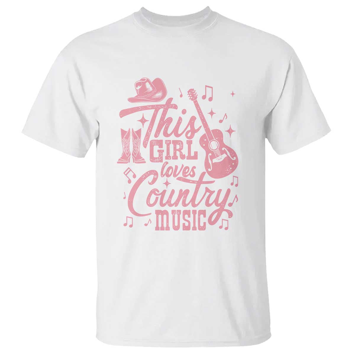 This Girl Loves Country Music T Shirt Cowgirl Hat Pink Boots - Wonder Print Shop