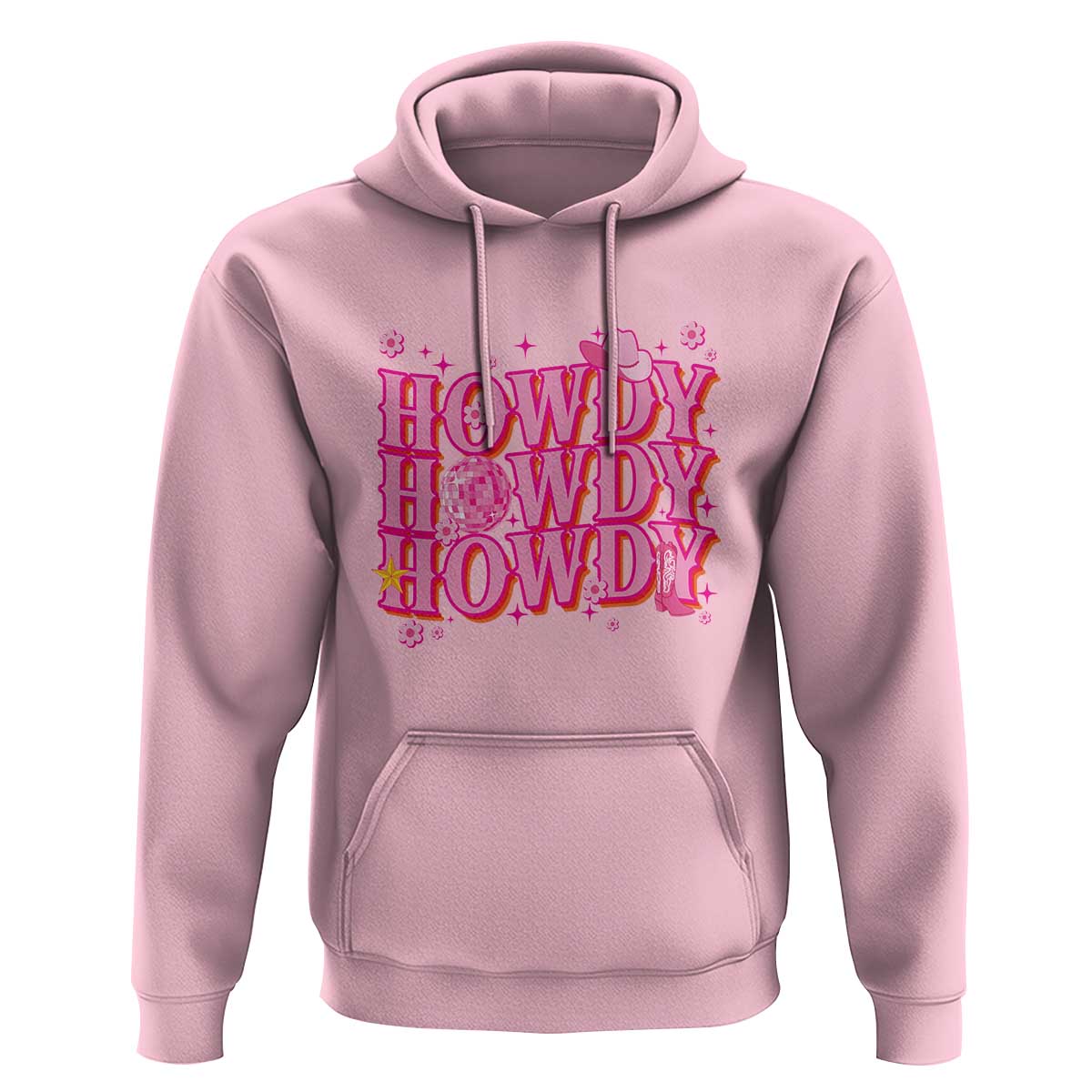 Funny Cowboy Hoodie Howdy Western Country Pink Retro Disco Ball - Wonder Print Shop