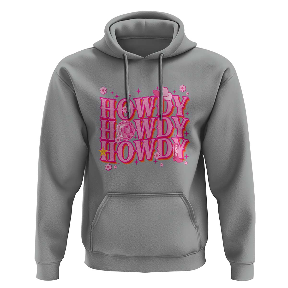 Funny Cowboy Hoodie Howdy Western Country Pink Retro Disco Ball - Wonder Print Shop