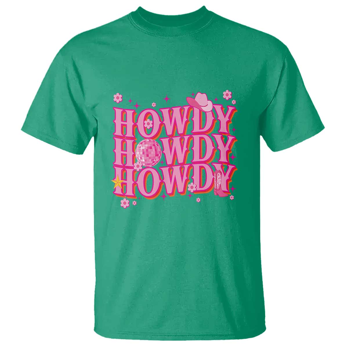 Funny Cowboy T Shirt Howdy Western Country Pink Retro Disco Ball - Wonder Print Shop