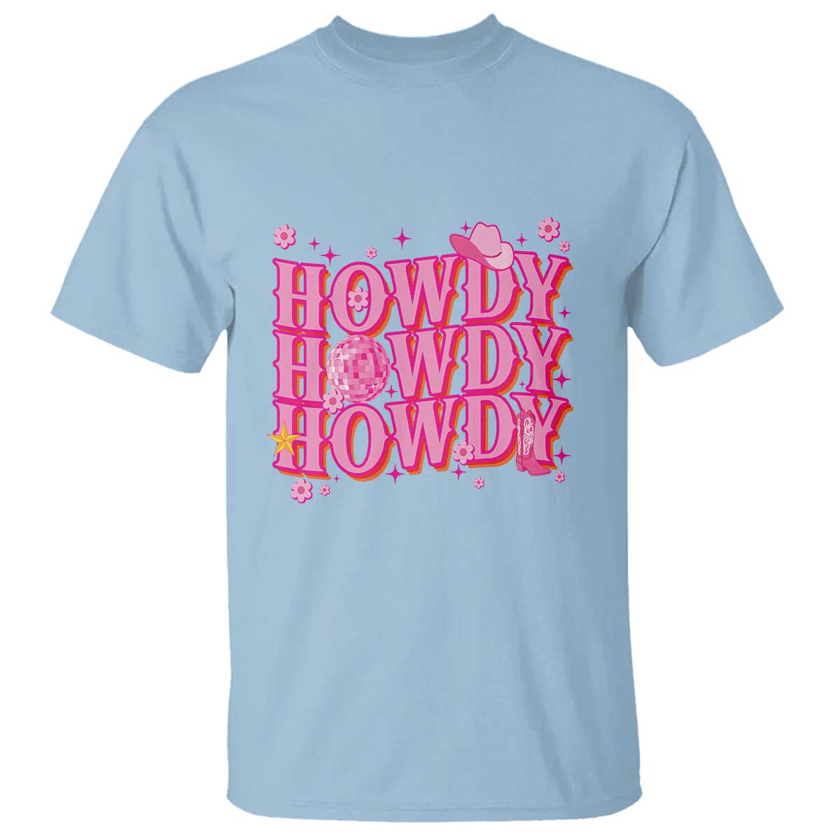 Funny Cowboy T Shirt Howdy Western Country Pink Retro Disco Ball - Wonder Print Shop