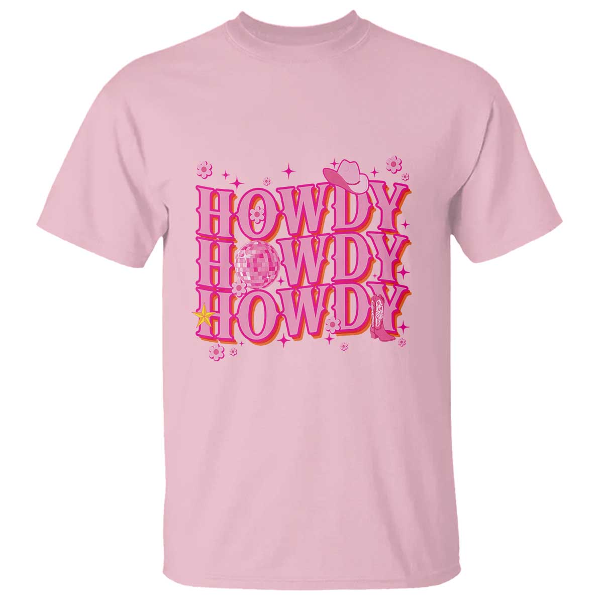 Funny Cowboy T Shirt Howdy Western Country Pink Retro Disco Ball - Wonder Print Shop