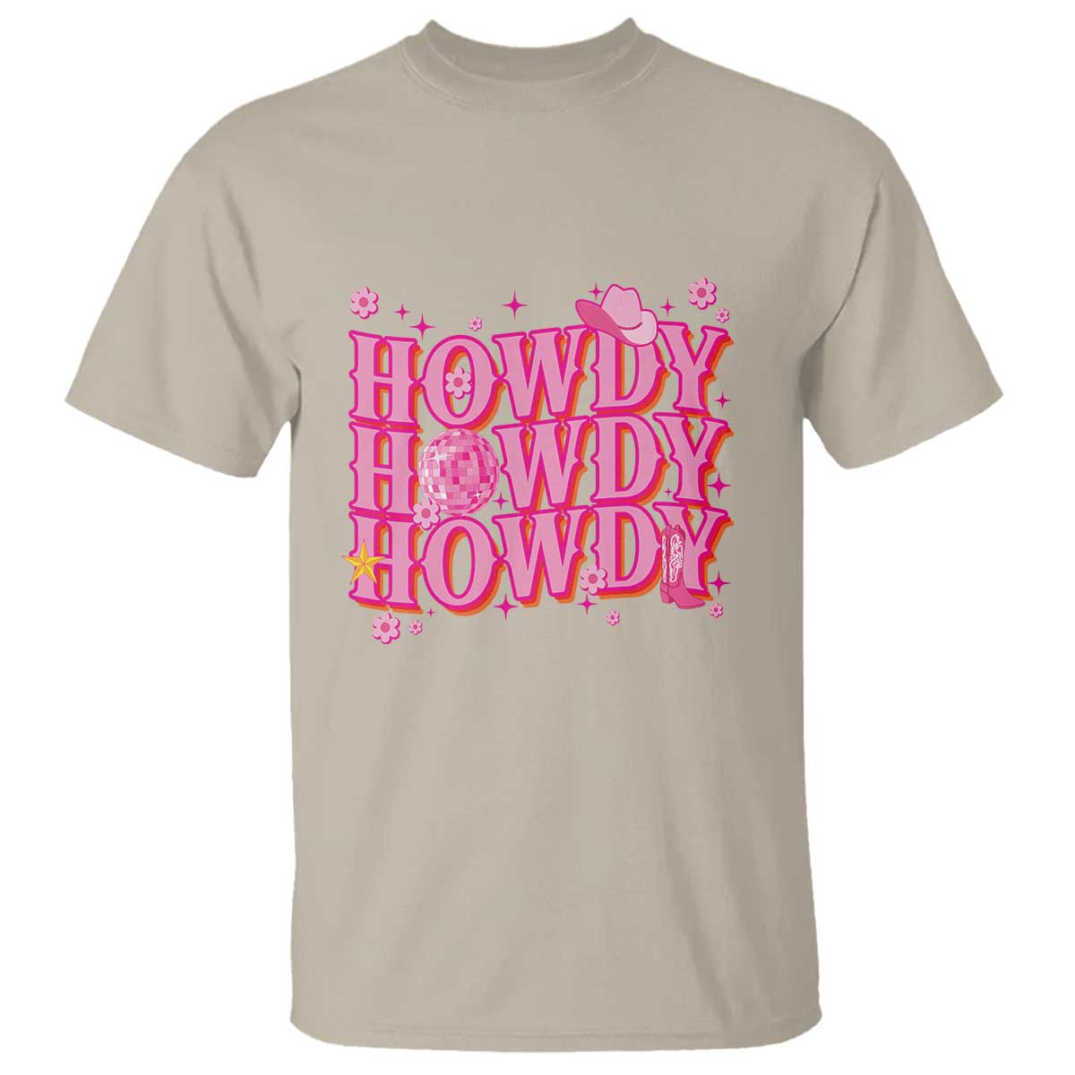 Funny Cowboy T Shirt Howdy Western Country Pink Retro Disco Ball - Wonder Print Shop