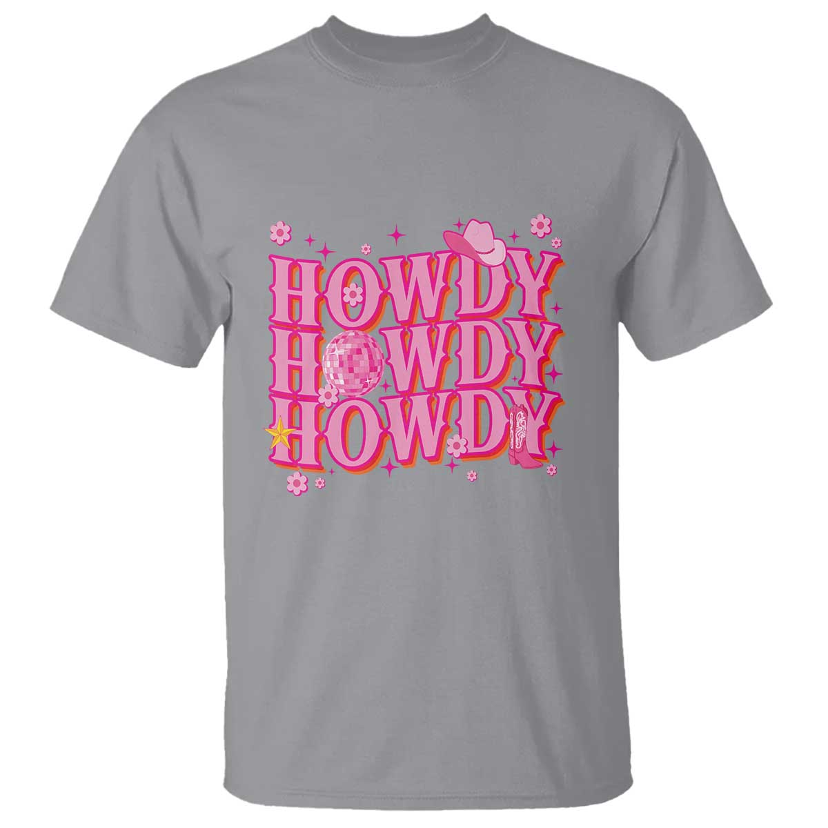 Funny Cowboy T Shirt Howdy Western Country Pink Retro Disco Ball - Wonder Print Shop