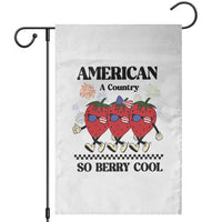 American A Coutry So Berry Cool Garden Flag Retro Groovy Strawberry Season 4th Of July