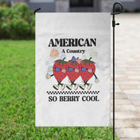 American A Coutry So Berry Cool Garden Flag Retro Groovy Strawberry Season 4th Of July