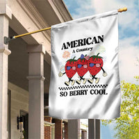 American A Coutry So Berry Cool Garden Flag Retro Groovy Strawberry Season 4th Of July