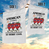 American A Coutry So Berry Cool Garden Flag Retro Groovy Strawberry Season 4th Of July