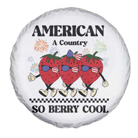 American A Coutry So Berry Cool Spare Tire Cover Retro Groovy Strawberry Season 4th Of July