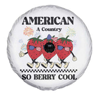 American A Coutry So Berry Cool Spare Tire Cover Retro Groovy Strawberry Season 4th Of July