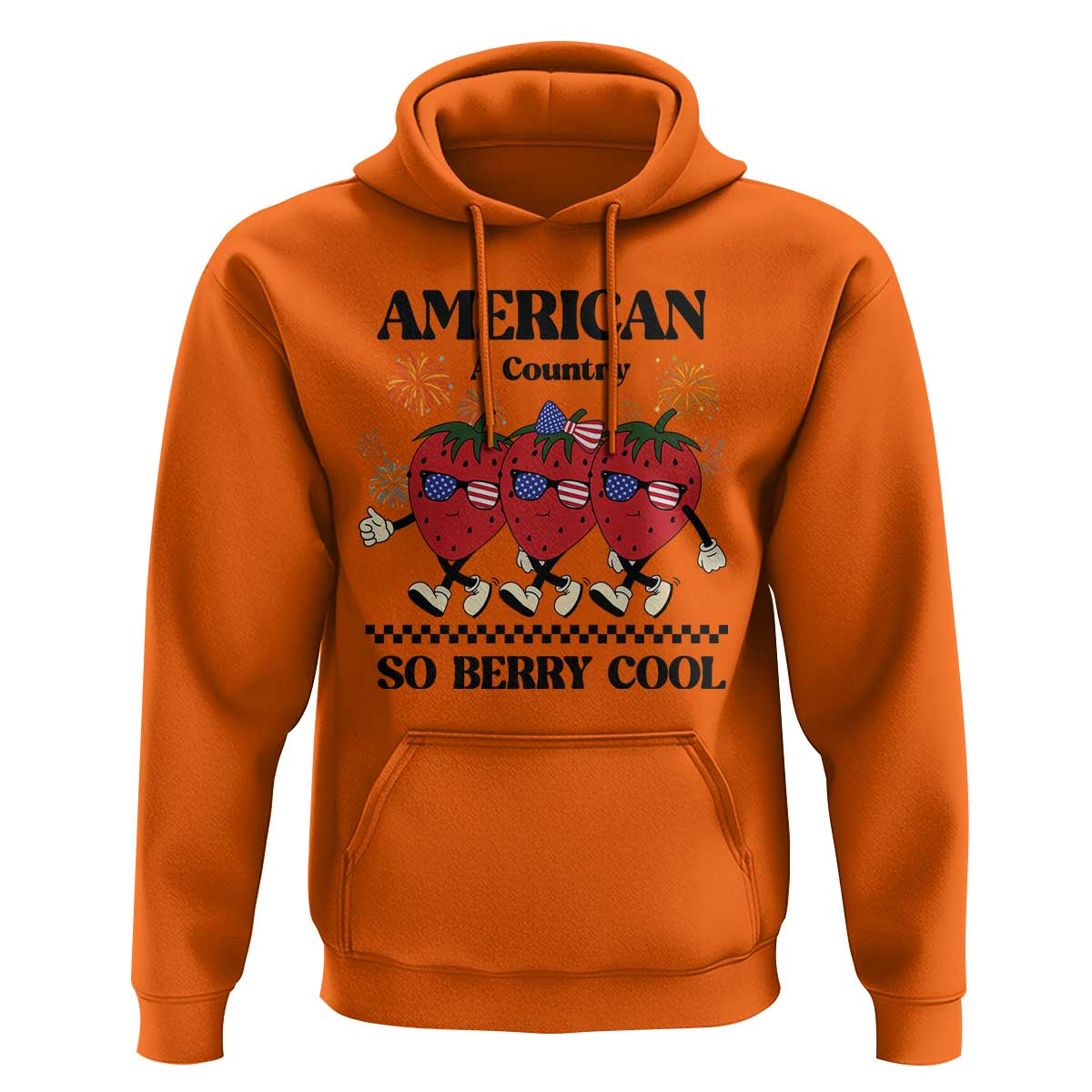 American A Coutry So Berry Cool Hoodie Retro Groovy Strawberry Season 4th Of July - Wonder Print Shop