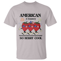American A Coutry So Berry Cool T Shirt Retro Groovy Strawberry Season 4th Of July - Wonder Print Shop