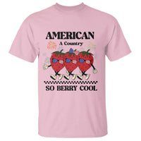 American A Coutry So Berry Cool T Shirt Retro Groovy Strawberry Season 4th Of July - Wonder Print Shop