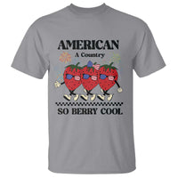 American A Coutry So Berry Cool T Shirt Retro Groovy Strawberry Season 4th Of July - Wonder Print Shop