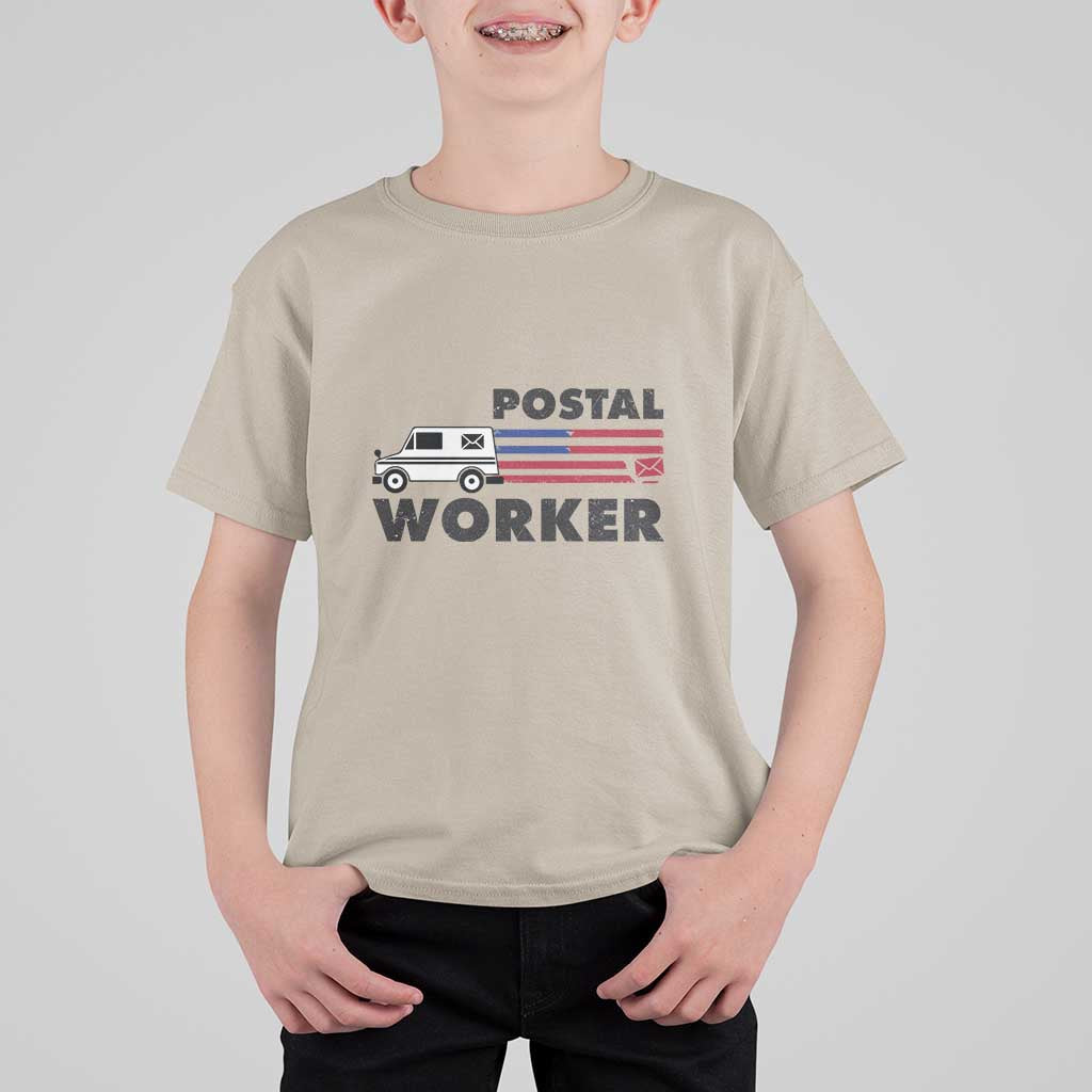 Postal Worker T Shirt For Kid USA Flag Patriotic Mailman Mail Lady - Wonder Print Shop
