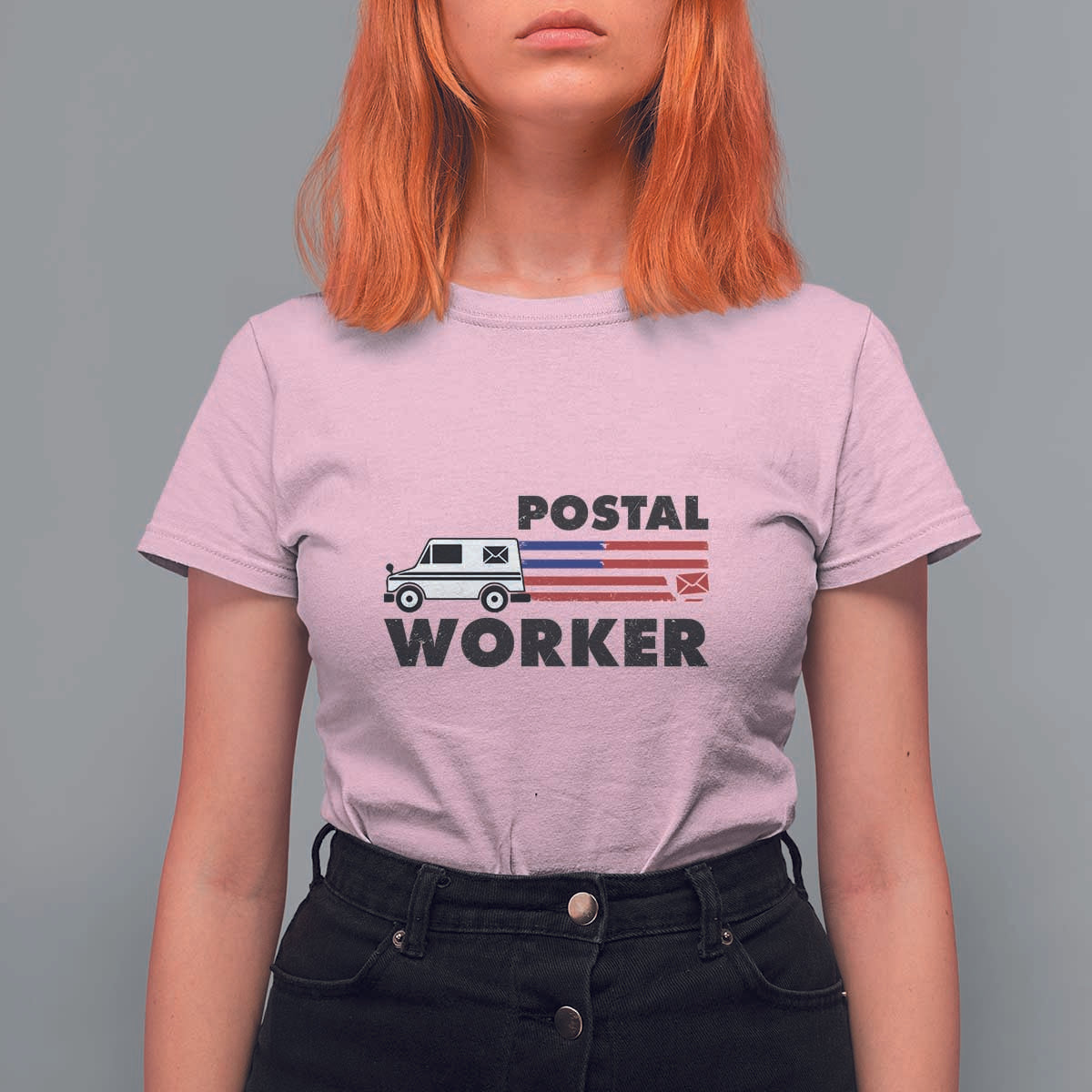 Postal Worker T Shirt For Women USA Flag Patriotic Mailman Mail Lady - Wonder Print Shop