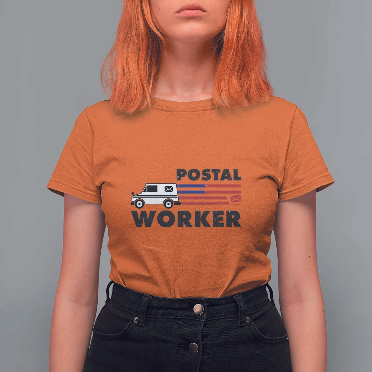 Postal Worker T Shirt For Women USA Flag Patriotic Mailman Mail Lady - Wonder Print Shop