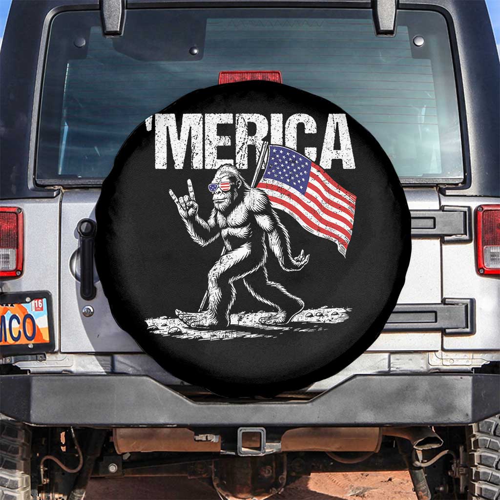 Funny 4th Of July Bigfoot Merica Spare Tire Cover Patriotic Sasquatch American US Flag - Wonder Print Shop
