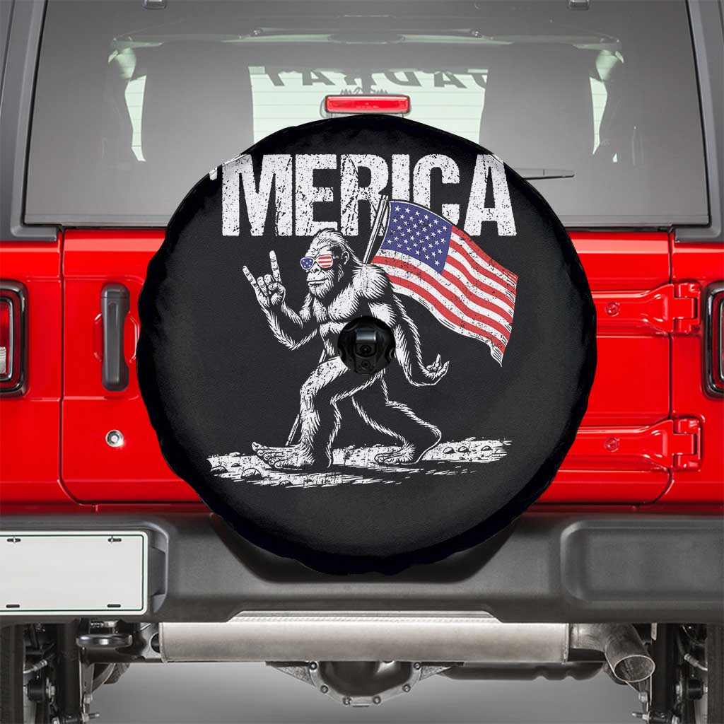 Funny 4th Of July Bigfoot Merica Spare Tire Cover Patriotic Sasquatch American US Flag - Wonder Print Shop