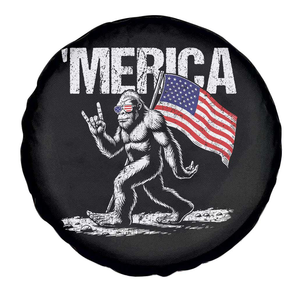Funny 4th Of July Bigfoot Merica Spare Tire Cover Patriotic Sasquatch American US Flag - Wonder Print Shop
