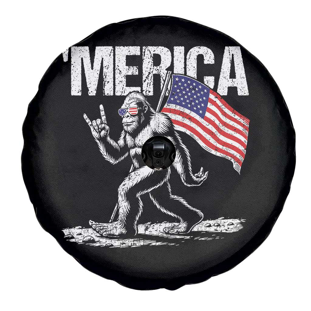 Funny 4th Of July Bigfoot Merica Spare Tire Cover Patriotic Sasquatch American US Flag - Wonder Print Shop