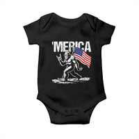 Funny 4th Of July Bigfoot Merica Baby Onesie Patriotic Sasquatch American US Flag - Wonder Print Shop