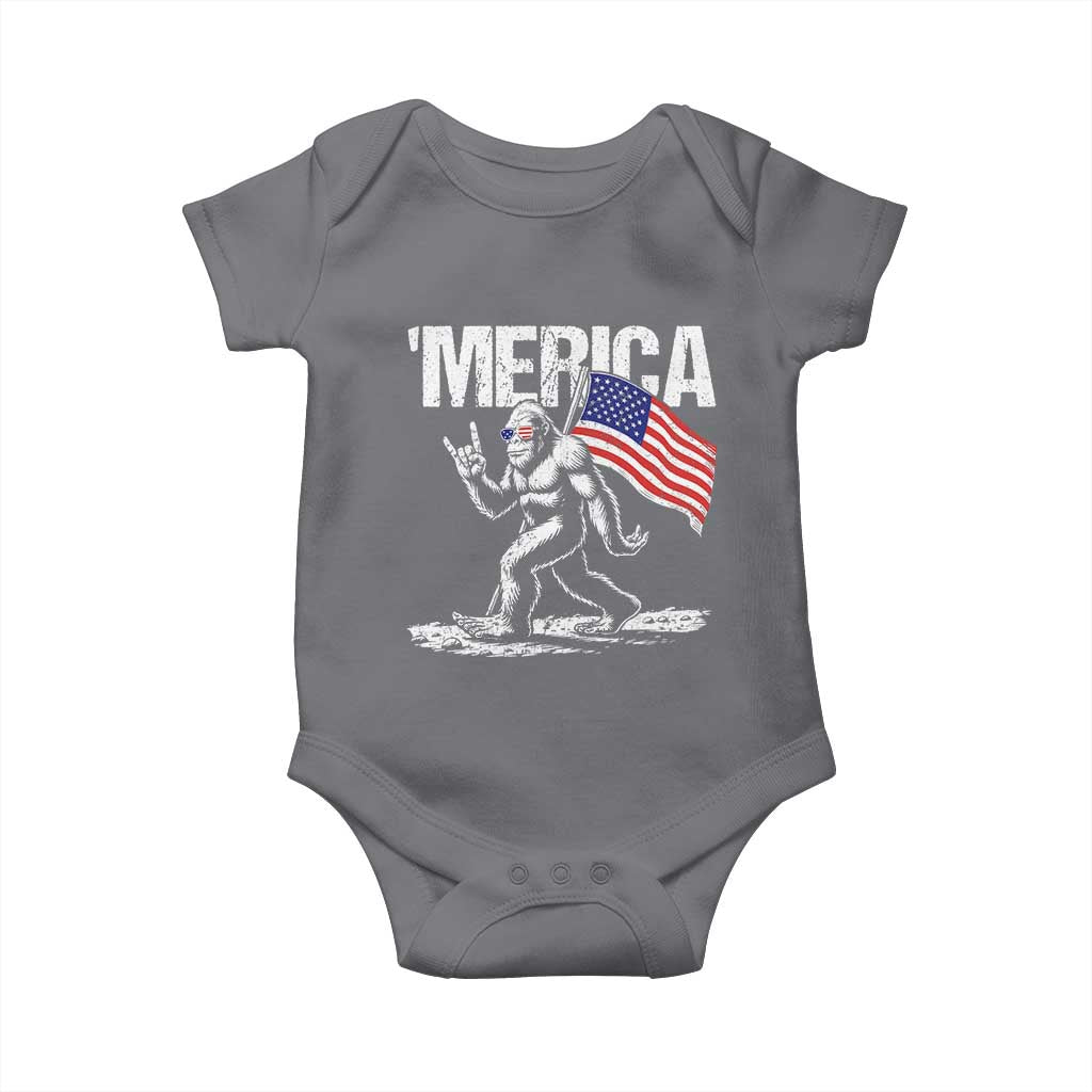 Funny 4th Of July Bigfoot Merica Baby Onesie Patriotic Sasquatch American US Flag - Wonder Print Shop
