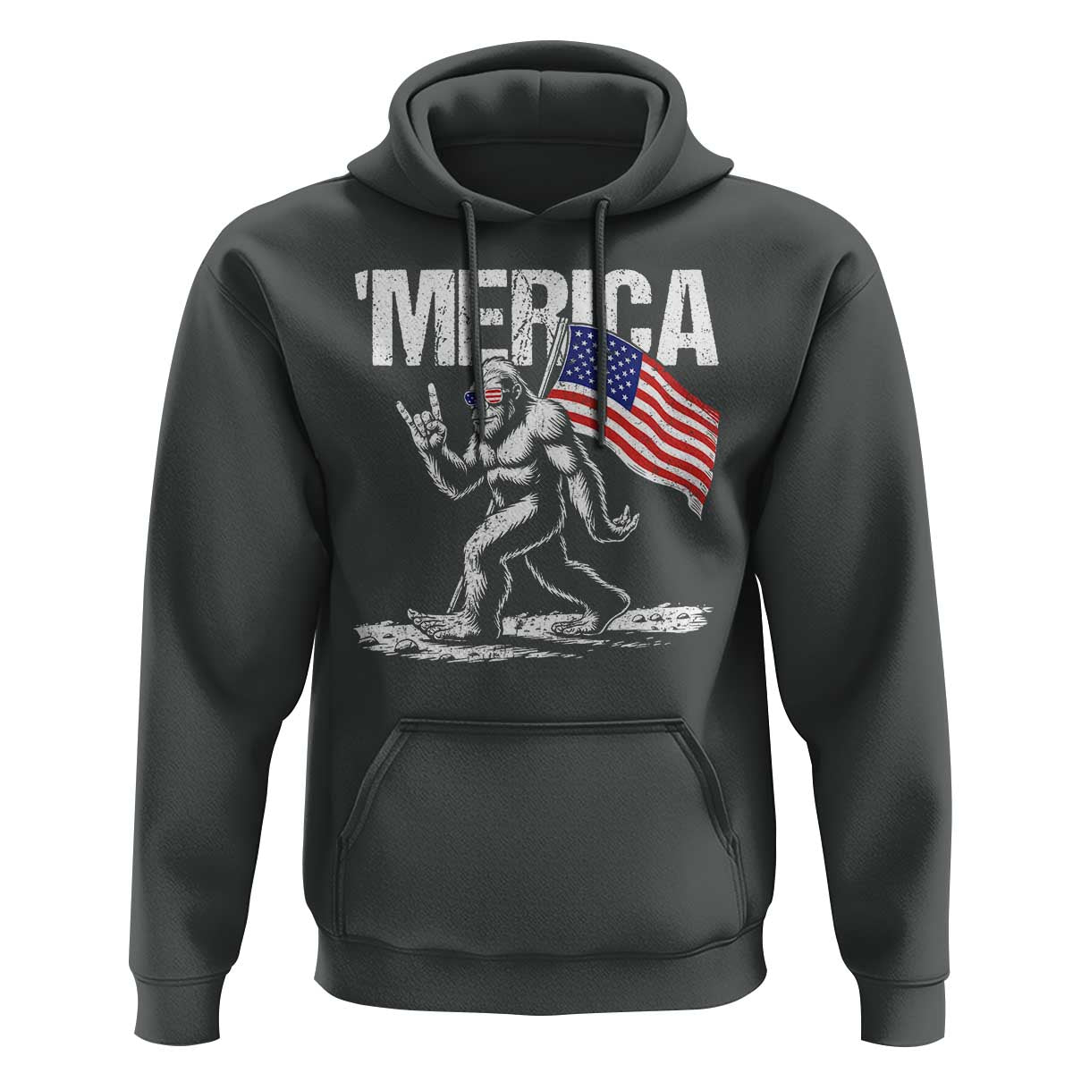 Funny 4th Of July Bigfoot Merica Hoodie Patriotic Sasquatch American US Flag - Wonder Print Shop