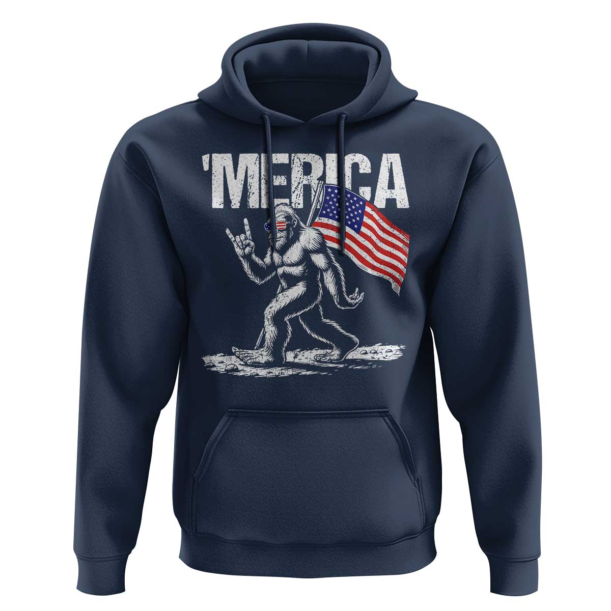 Funny 4th Of July Bigfoot Merica Hoodie Patriotic Sasquatch American US Flag - Wonder Print Shop