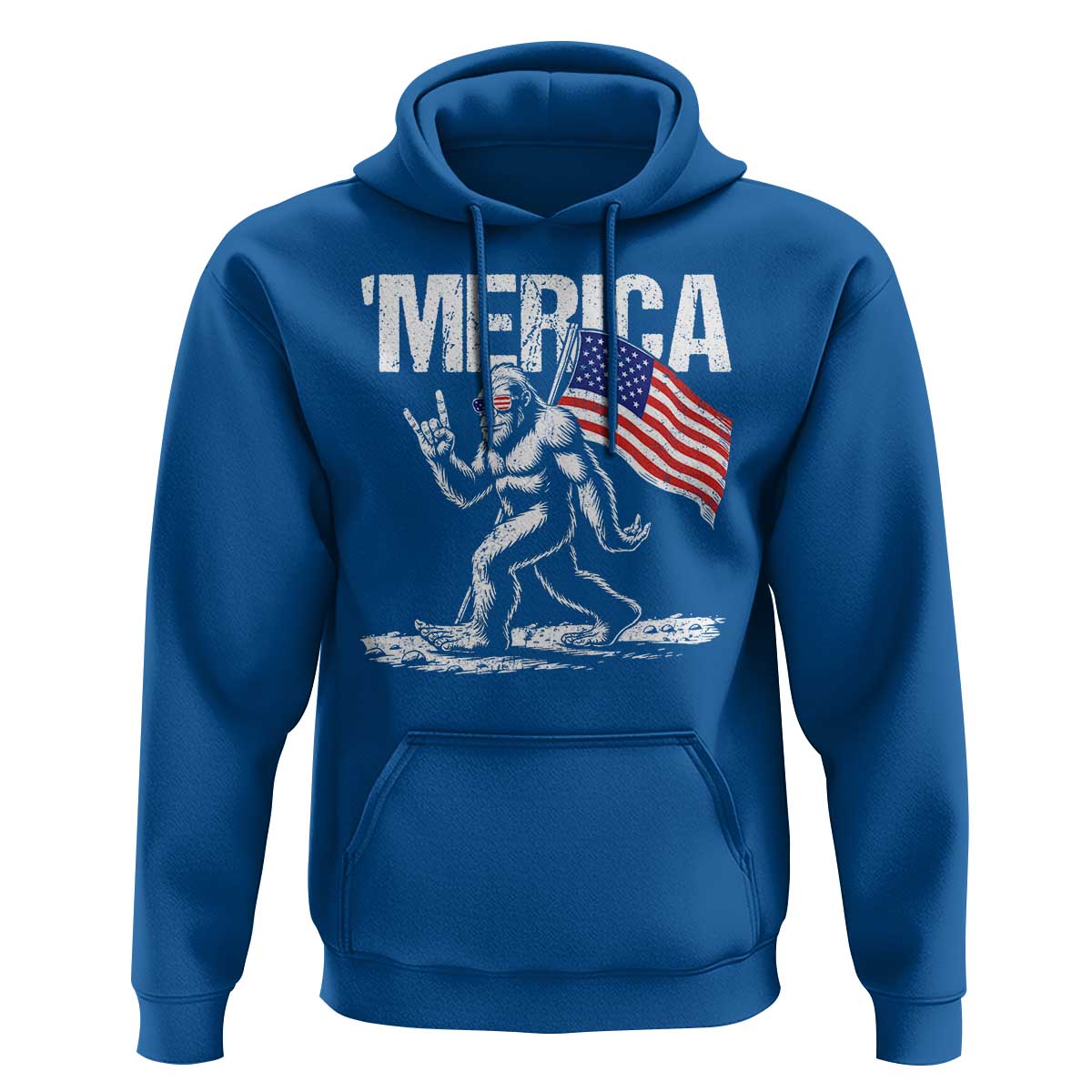 Funny 4th Of July Bigfoot Merica Hoodie Patriotic Sasquatch American US Flag - Wonder Print Shop