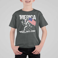 Funny 4th Of July Bigfoot Merica T Shirt For Kid Patriotic Sasquatch American US Flag - Wonder Print Shop