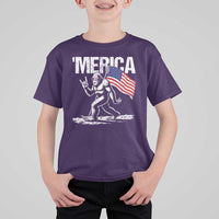 Funny 4th Of July Bigfoot Merica T Shirt For Kid Patriotic Sasquatch American US Flag - Wonder Print Shop