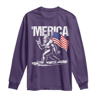 Funny 4th Of July Bigfoot Merica Long Sleeve Shirt Patriotic Sasquatch American US Flag - Wonder Print Shop