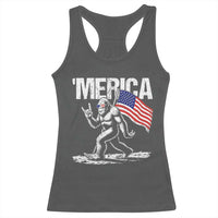 Funny 4th Of July Bigfoot Merica Racerback Tank Top Patriotic Sasquatch American US Flag - Wonder Print Shop